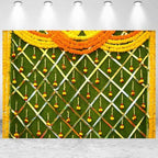 12x8ft India Pooja Backdrop Marigold Garland Diwali Indian Traditional Festival Photography Background for Wedding Mehndi Party Banner Decorations Photo Studio Props by CkihgennDecors