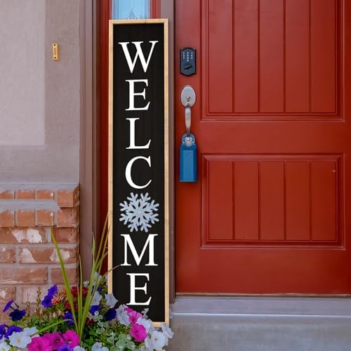 Interchangeable Welcome Sign for Front Porch Door, 45"X9" Wood Black - Image 7