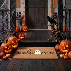 Halloween Ghost Welcome Coir Doormat 17"x30", Outdoor Front Door Mat with Cute Ghost Design, PVC Non Slip Backing, Fall Halloween Welcome Mat for Front Porch Entryway Decor - Image 2