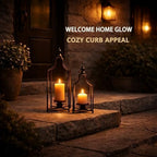 12.5" & 16.5" Timeless Cozy Decorative Lanterns Set of 2, Handcrafted Metal Iron Candle Holders, Farmhouse Elegance Fireplace Mantel Table Festive Gatherings Decor (Matte Black) - Image 2
