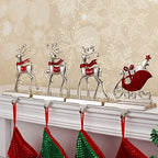 4PCS Reindeer Stocking Holders for Mantle Decor Sleigh Weighted Christmas Stocking Fireplace Holder Heavy Duty Mantle Stocking Hook Holiday Xmas Decor (Reindeer Sleigh, 4) - Image 2
