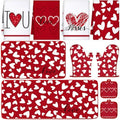 VitalCozy 10 Pcs Valentine's Day Kitchen Decor Set Heart Kitchen Towels and Rugs Oven Mitts and Pot Holders Set Absorbent Tea Hand Towels for Chef Baking Cooking Grilling BBQ Gift by VitalCozy