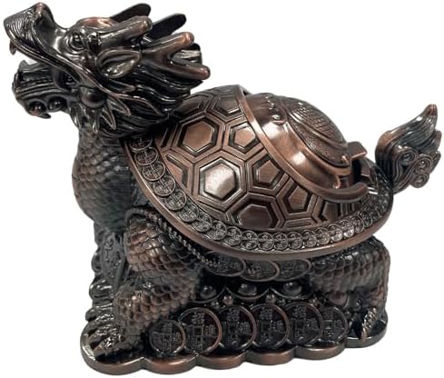 Briskfeel Feng Shui Dragon Turtle Multi Functional Metal Statue Wealth Prosperity Sculpture for Living Room Office Desk Feng Shui Art Best Housewarming Congratulatory GIF (D1 Bronze) by Briskfeel