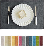 Softalker Faux Linen Cloth Placemats Set of 8-12 x 18 Inch, Dark Grey by Softalker