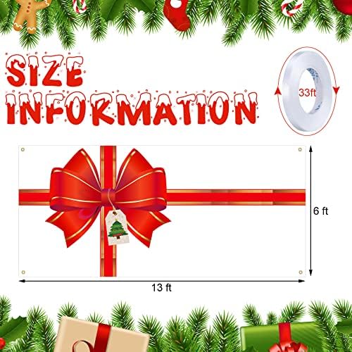 Oudain Christmas Garage Door Cover Red Bow Gift Box Design Backdrop - Image 2