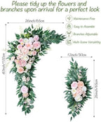 40 inch 2 Pack Faux Wedding Arch Flowers, Blush White Floral Swag - Image 2