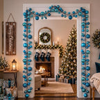2 Pcs 6 ft Christmas Ball Ornament Garland, Turquoise - Image 4