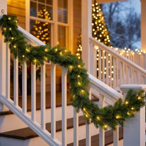 6FT 1Pcs Prelit Realistic Faux Norfolk Pine Garland for Christmas Decor - Image 4
