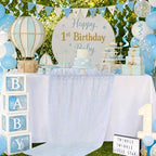 Light Blue Gauze Table Runner Fabric Sparkling Gold Star 10ft Rectangular - Image 4