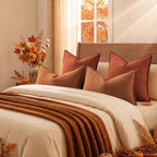 decorUhome Fall Rust Linen Throw Pillow Covers 26x26 Set of 2 - Image 6