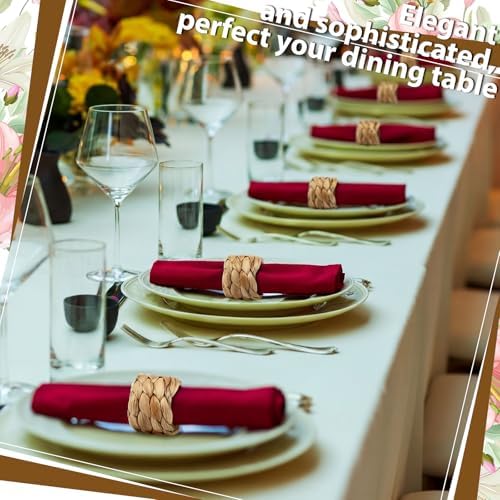 100 Pcs Woven Rattan Napkin Rings Bulk, Water Hyacinth Napkin Rings - Image 6