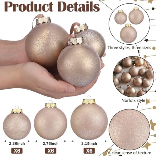 Yunlly 18 Pcs Neutral Christmas Ball Ornaments Brown Xmas Tree Decor - Image 3