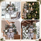 Suncalla 20" Christmas Snowman Wreath Winter Door Wreaths for Front Door - Image 6