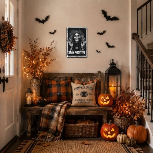 Vintage Metal Tin Sign Halloween Hooded Skeleton Gothic Wall Art for Home Bedroom Office 6×8 Inches with Metal Frame - Image 3