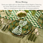 MACKENZIE-CHILDS Set of 4 Cotton Napkins, Cloth Dinner Napkins, Dark Green Check - Image 2