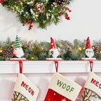 Glitzhome Christmas Stocking Holder, Set of 3 Resin Gnomes Sock Hangers Festive Gnome Figurines with Metal Base for Mantel, Fireplace, Shelf, Holiday Home Decor - Image 3