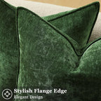 decorUhome Chenille Moss Green Velvet Throw Pillow Covers 24x24 Set of 2 - Image 2