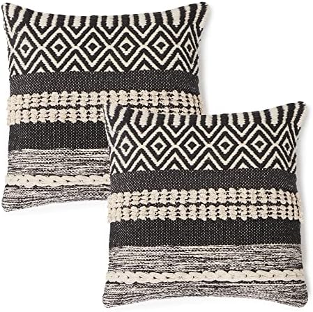 · REDEARTH · Textured Handwoven Throw Pillow Cases - Char Delineate Black by REDEARTH