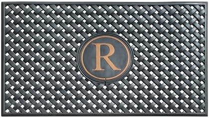 A1HC Natural Rubber Front Door Mat 24x39 inches, Monogrammed Doormat for Entryway, Heavy Duty Shoe Scraper Welcome Mat for Porch, Patio & Outside Entrance - Black by A1HomeCollectionsLLC