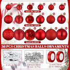 36 Pcs Christmas Balls Ornaments for Ceiling, Red - Image 2