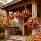 6 Pcs Small Fall Hanging Wreaths with Artificial Autumn Leaves Burnt Orange Rust Red Foliage Rustic Mini Cabinet Wreath for Home Table Centerpieces Kitchen Farmhouse Thanksgiving Party Decor - Image 6