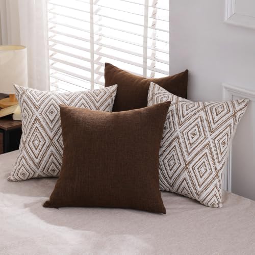 HPUK Throw Pillow Covers 18x18, Set of 4, Chocolate Couch Pillow Covers - Image 6