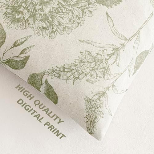 Foindtower Set of 2 Linen Floral Throw Pillow Covers Vintage Accent Print Decorative Cozy Cushion Covers Farmhouse Boho Home Decor for Sofa Chair Couch Bedroom Living Room,22×22 Inch,Light Green - Image 3