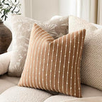 Foindtower Decorative Striped Boucle Throw Pillow Cover 20x20 Rust Tobacco - Image 5