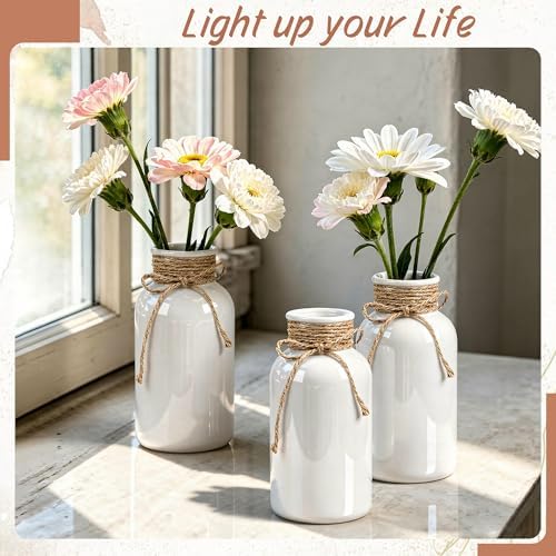 12 Pack Mason Jar Vases for Centerpieces, White Glass Flower Vase - Image 3