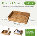Large Rattan Serving Tray, Rectangle Wicker Storage Basket for Organizing - Image 3
