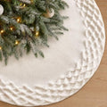TOCHGREEN White Knitted Christmas Tree Skirt 48inch Chunky Knit Tree Skirt by TOCHGREEN