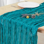 8 Pack Teal Green Cheesecloth Table Runner 120 Inch Boho Wedding Decor by Fixwal