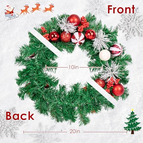 Christmas Wreaths for Front Door Decor Flower, 20" Peppermint - Image 2