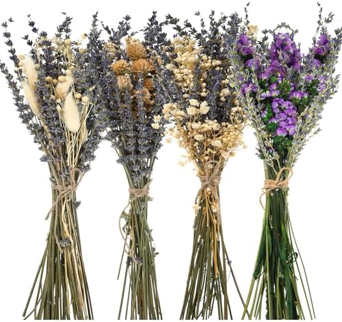 Layhit 4 Pack Large Size Boho Dried Flowers 15-17 Inch, Lavender by ShungLan