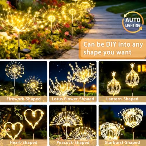 Solar Fireworks Lights for Outside Fairy Garden Warm White 6 Pack - Image 5