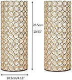 2 Pcs Gold Crystal Metal Tealight Candle Holder for Centerpieces, 10.4 inch Tall Blingbling Hurricane Candle Holder, Decorative Cylinder Vases for Centerpieces Room Decor Party - Image 4