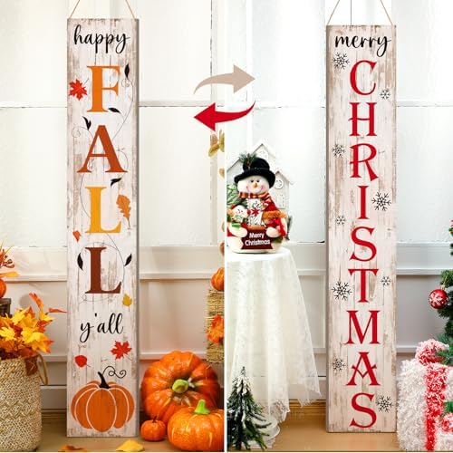 Fall Porch Sign 47" Wooden Christmas Welcome Sign for Front Door - Image 2