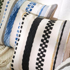 Aeckself Boho Throw Pillow Covers 18x18 Inch Set of 2, Farmhouse Decorative Striped Square Pillow Covers Chenille Tufted Pillow Cases Accent Neutral Pillowcase for Living Room Couch Bed, Black - Image 3
