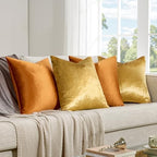 GIGIZAZA Pack of 4 Decorative Velvet Pillow Covers 18x18 Orange Gold - Image 6