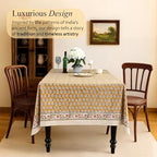 CPC Tablecloth 100% Cotton 72x190 Inch Indian Block Print Rectangle Table Cover, Yellow Table Cloth for Weddings, Spring/Summer, Barbeque - Yellow Citrine - Image 2