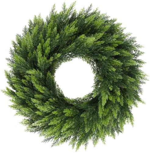 Cllayees Christmas Wreaths for Front Door 26" Large Cedar Wreath by Cllayees