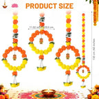 Suncalla 5 Pcs 5 ft Diwali Marigold Garland for Pooja Decor, Orange Yellow - Image 2