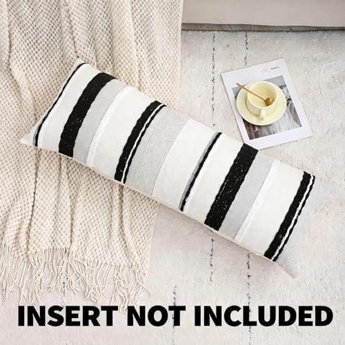 14x36 inch Lumbar Pillow Cover Boho Decor Black White - Image 4