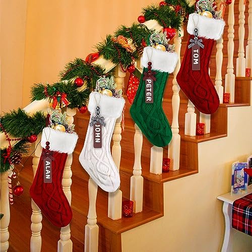 XIMISHOP 6Pcs Christmas Stocking,18”Large Cable Knitted Stocking with Tags - Image 6