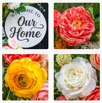 Spring Summer Wreaths for Front Door 24 Inch, Half Moon Wreath with Peony, Rose & Dalia, Outdoor Spring Wreaths for Front Door Outside, Summer Wreath for Front Door Farmhouse Welcome Sign Door Decor - Image 4