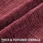 decorUhome Textured Chenille Throw Pillow Covers 26x26 Set of 2 Burgundy - Image 4