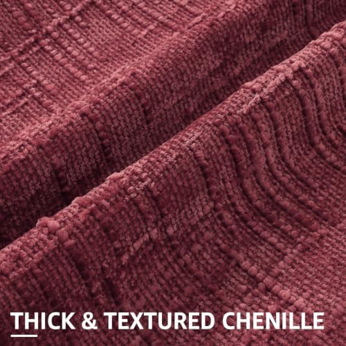 decorUhome Textured Chenille Throw Pillow Covers 26x26 Set of 2 Burgundy - Image 4