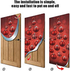 Qilmy Door Cover Decoration, Party Accessory Porch Decor for Festive Ornament Indoor Outdoor Covering 32 x 79 Inch, Red Christmas Balls - Image 2