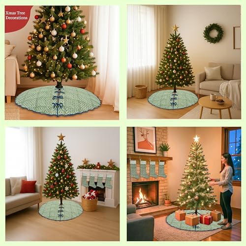 Ridhi Basil Green Hand Block Print Cotton Christmas Tree Skirt 40 Inch - Image 6