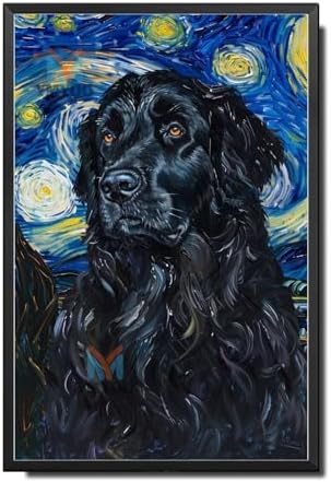 Metal Sign Vintage Tin Sign Newfoundland Starry Night Newfoundland Loya in A Night Sky for Home Oceanside and Seasonal Displays Corrosion Resistant Aluminum 8×12 Inches with Metal Frame by YmyooForTinSign